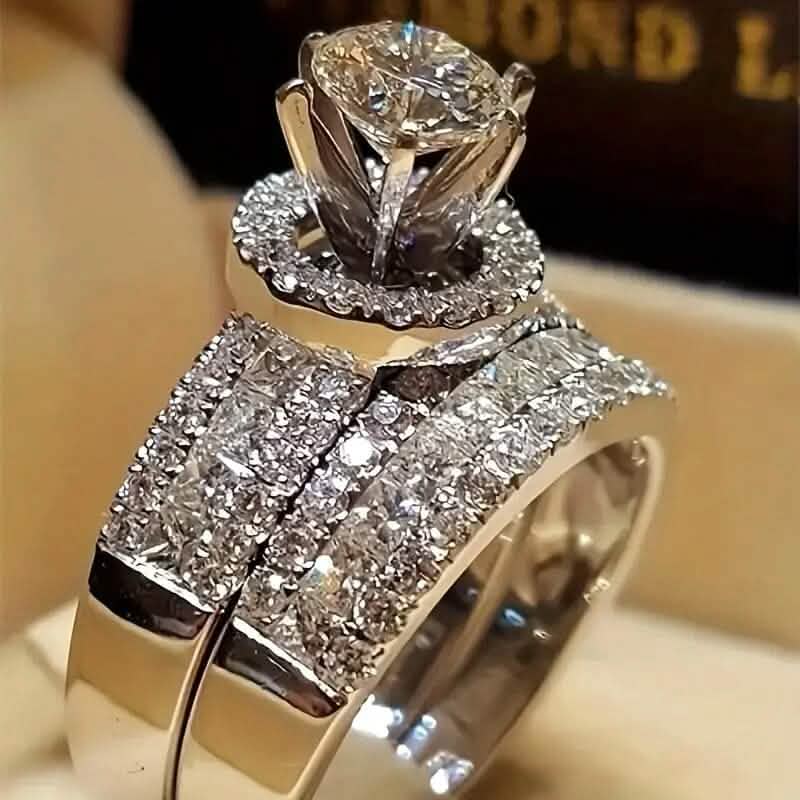 2-Piece Set: Elegant Square Cubic Zirconia Rings 1