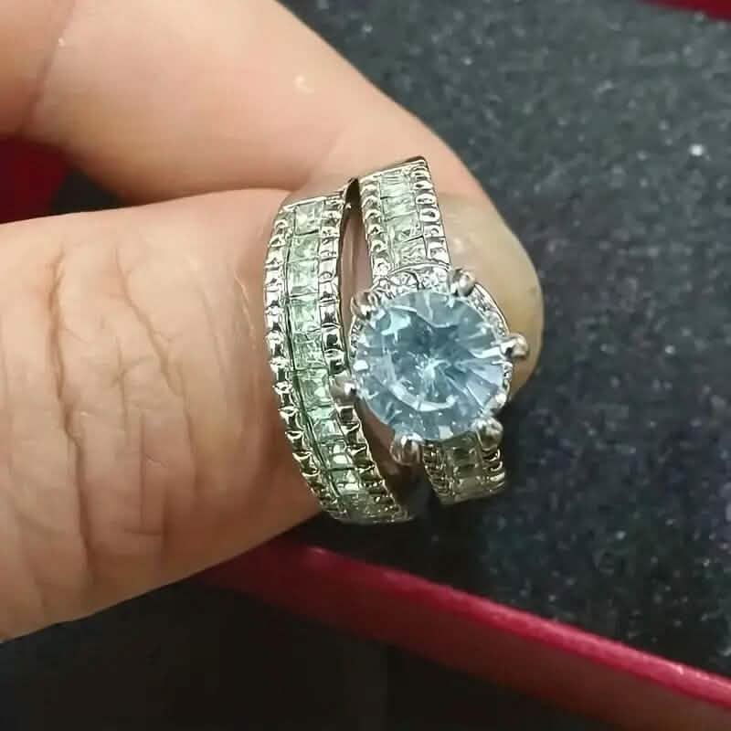 2-Piece Set: Elegant Square Cubic Zirconia Rings 3