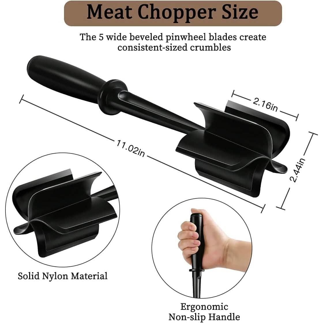 2-Piece Set: Heat-Resistant Nylon Meat Chopper Set 6