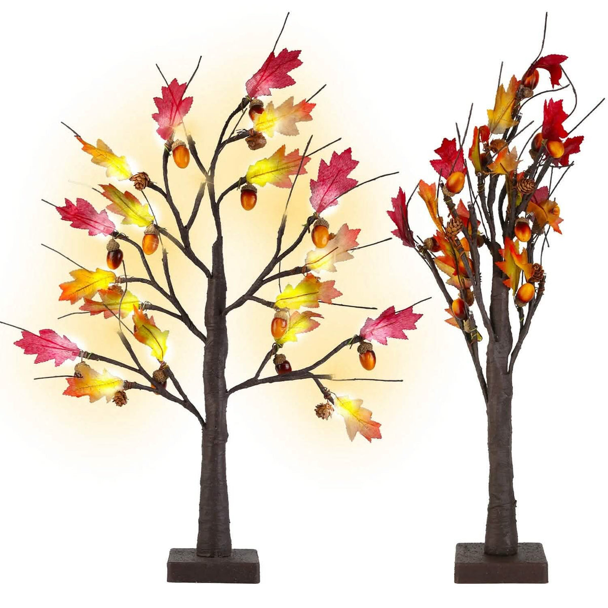 2-Pieces: 2FT Artificial Lighted Maple Tree with 24-Pieces Warm White LED Beads 4