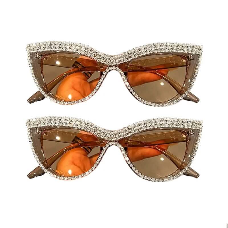 2-Pieces: Bling Rhinestone Cat Eye Sunglasses 3