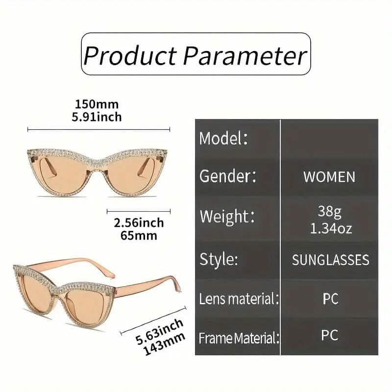 2-Pieces: Bling Rhinestone Cat Eye Sunglasses 4