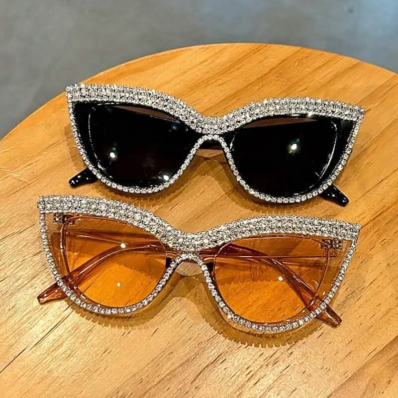 2-Pieces: Bling Rhinestone Cat Eye Sunglasses 6