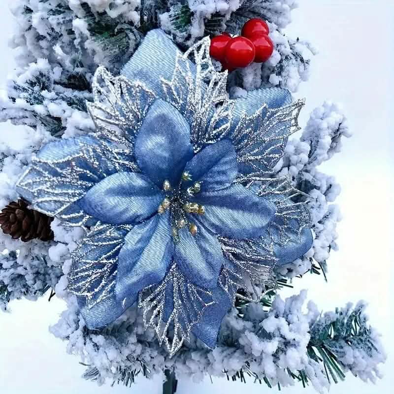 20-Pieces: Artificial Poinsettia Flowers Christmas Ornament 4