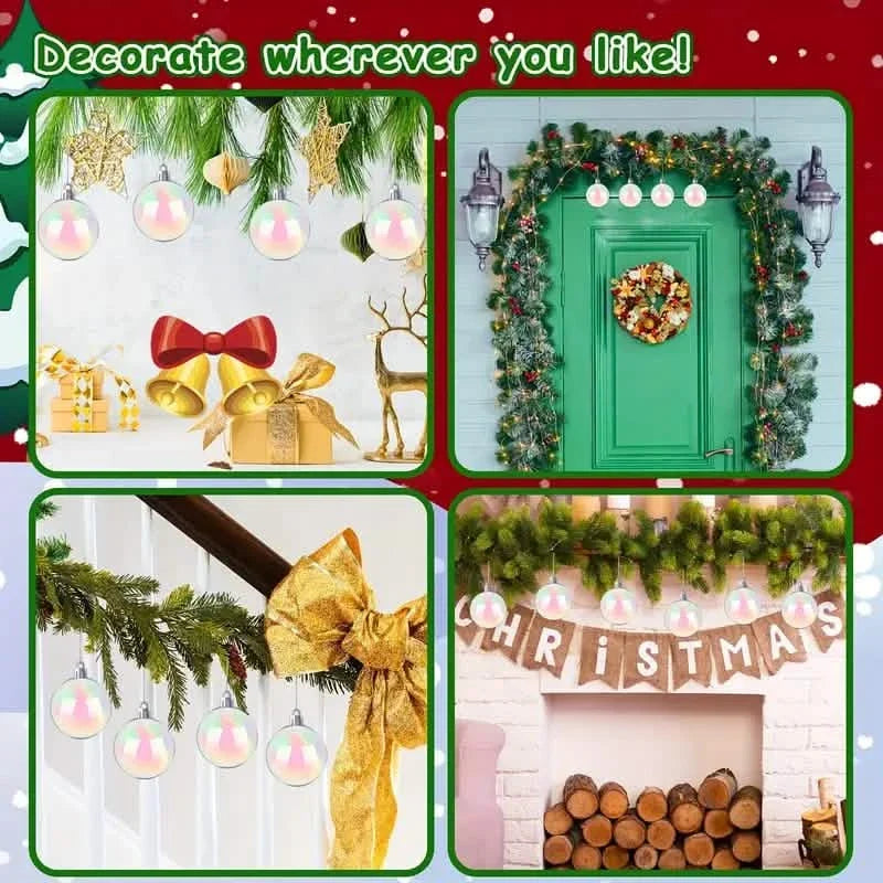 20-Pieces: Clear Iridescent Plastic Ornaments Balls for Crafts 6