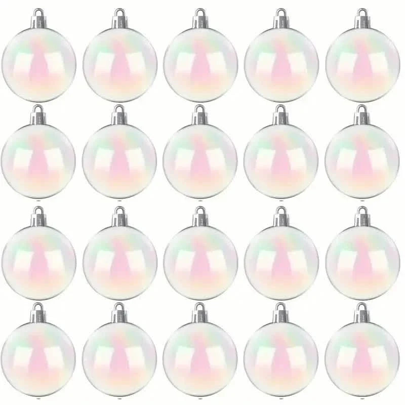 20-Pieces: Clear Iridescent Plastic Ornaments Balls for Crafts 3
