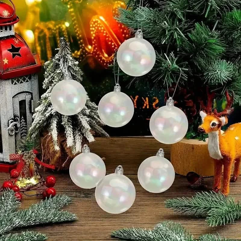 20-Pieces: Clear Iridescent Plastic Ornaments Balls for Crafts 2