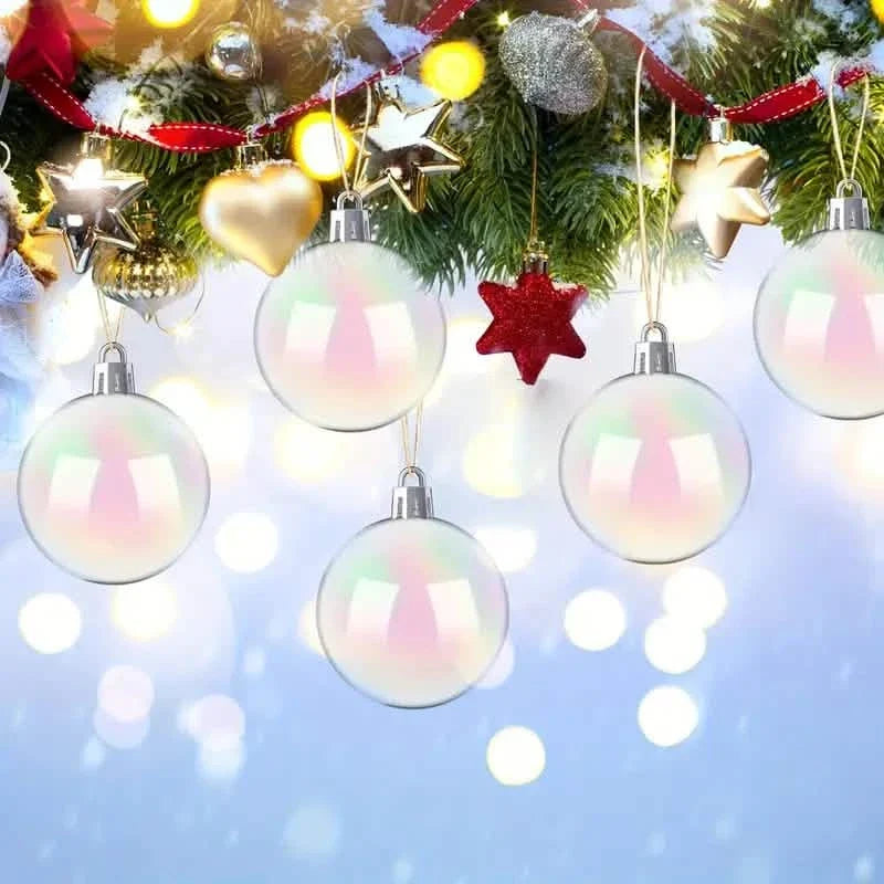 20-Pieces: Clear Iridescent Plastic Ornaments Balls for Crafts 4