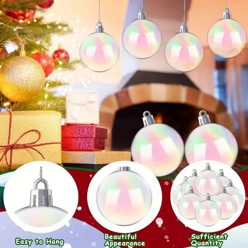 20-Pieces: Clear Iridescent Plastic Ornaments Balls for Crafts 7