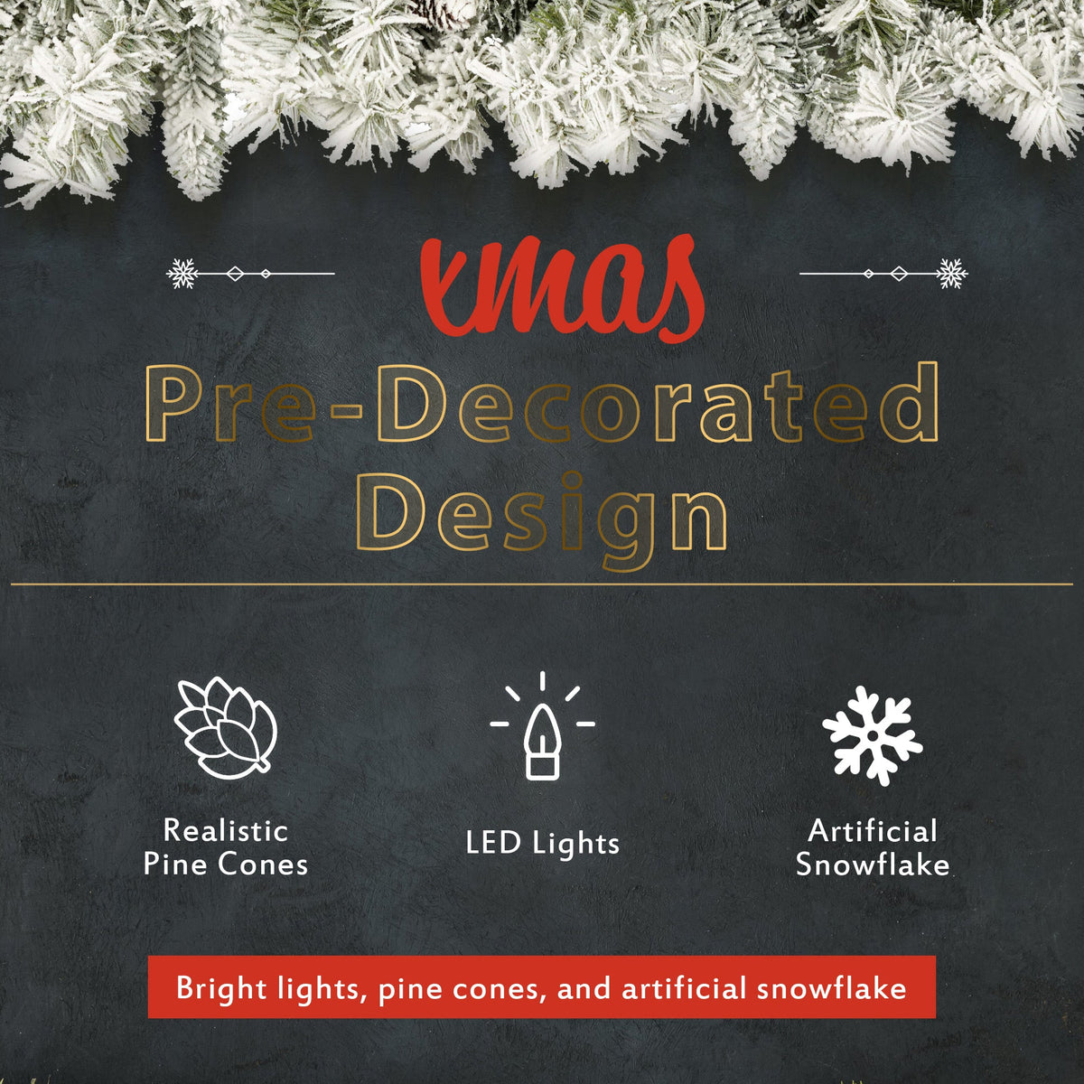 A set of 4 artificial Christmas trees, including flower garlands, flower garlands, and 2 entrance trees, with LED lights 12