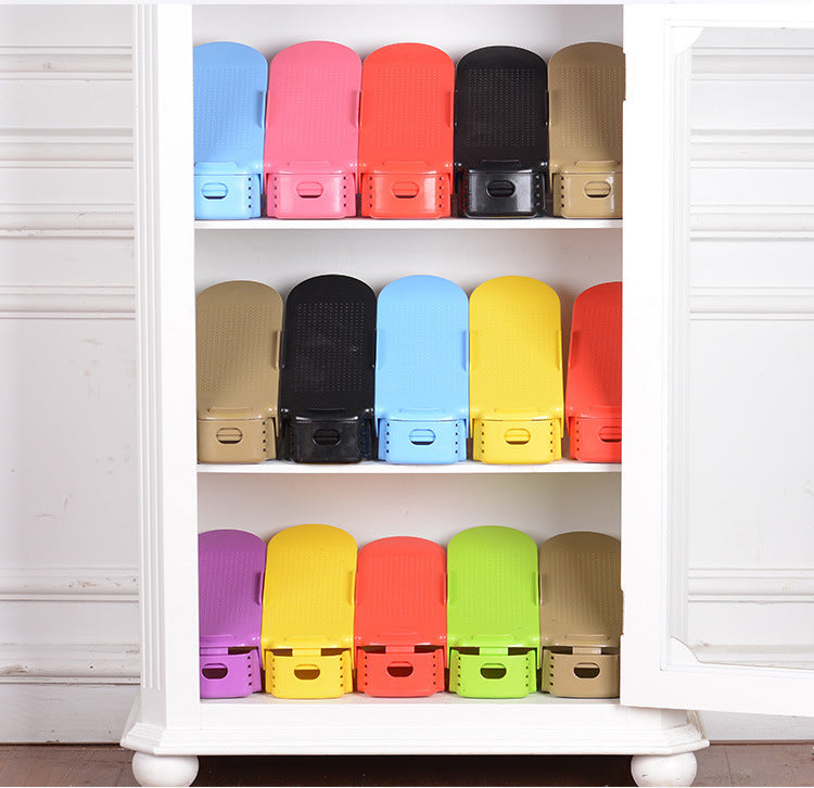 Adjustable Double Stand Shoe Support Lock Closet Cabinet Storage Rack 1