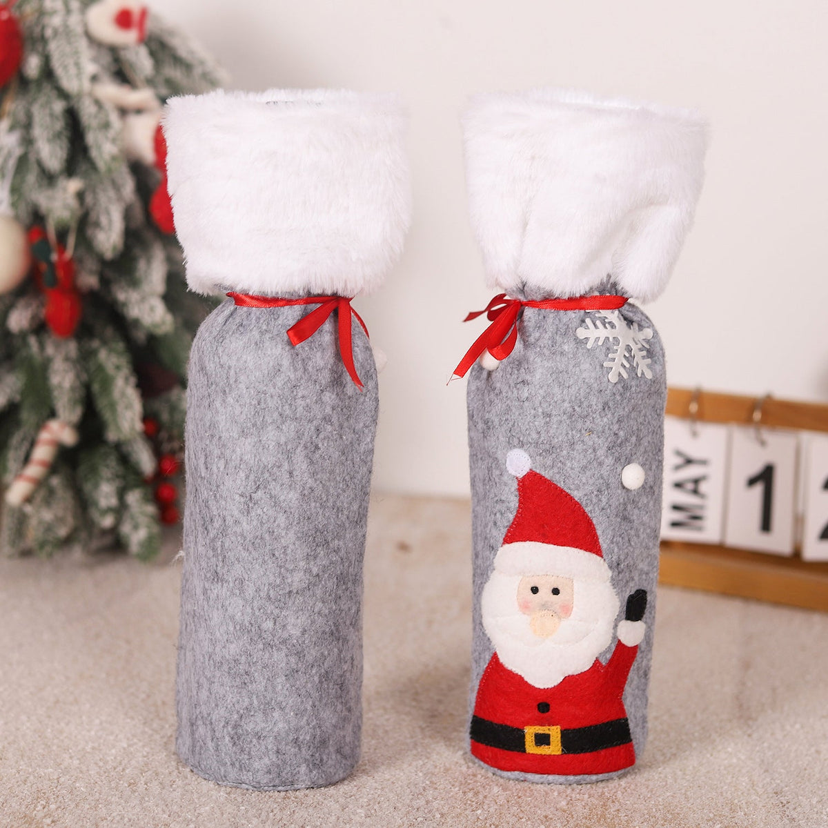 Christmas supplies red wine bottle covers elderly snowmen elk red wine bags household items 4
