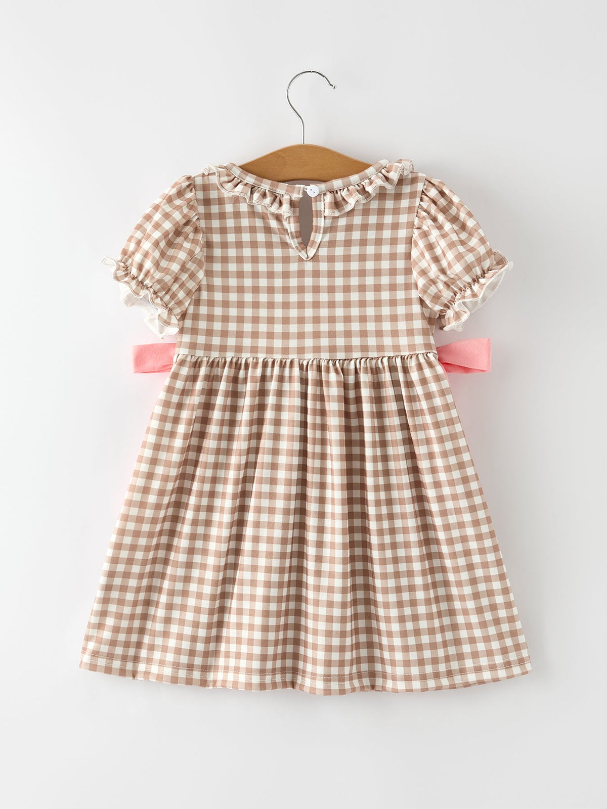 Christmas Vintage-Style Plaid Dress with Embroidered Gingerbread and Bows 8