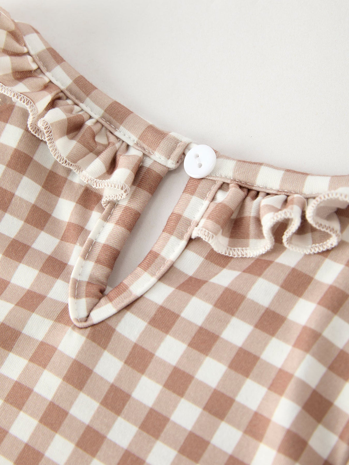 Christmas Vintage-Style Plaid Dress with Embroidered Gingerbread and Bows 11