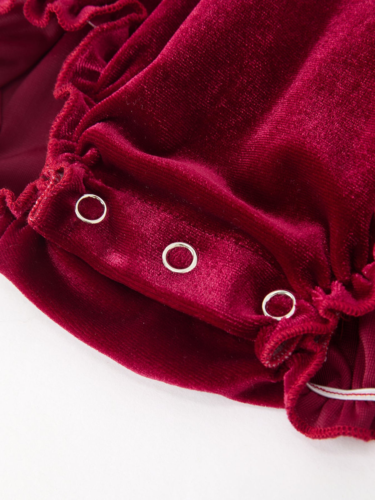 Baby Girls Christmas Burgundy Velvet Plaid Bow Romper 5