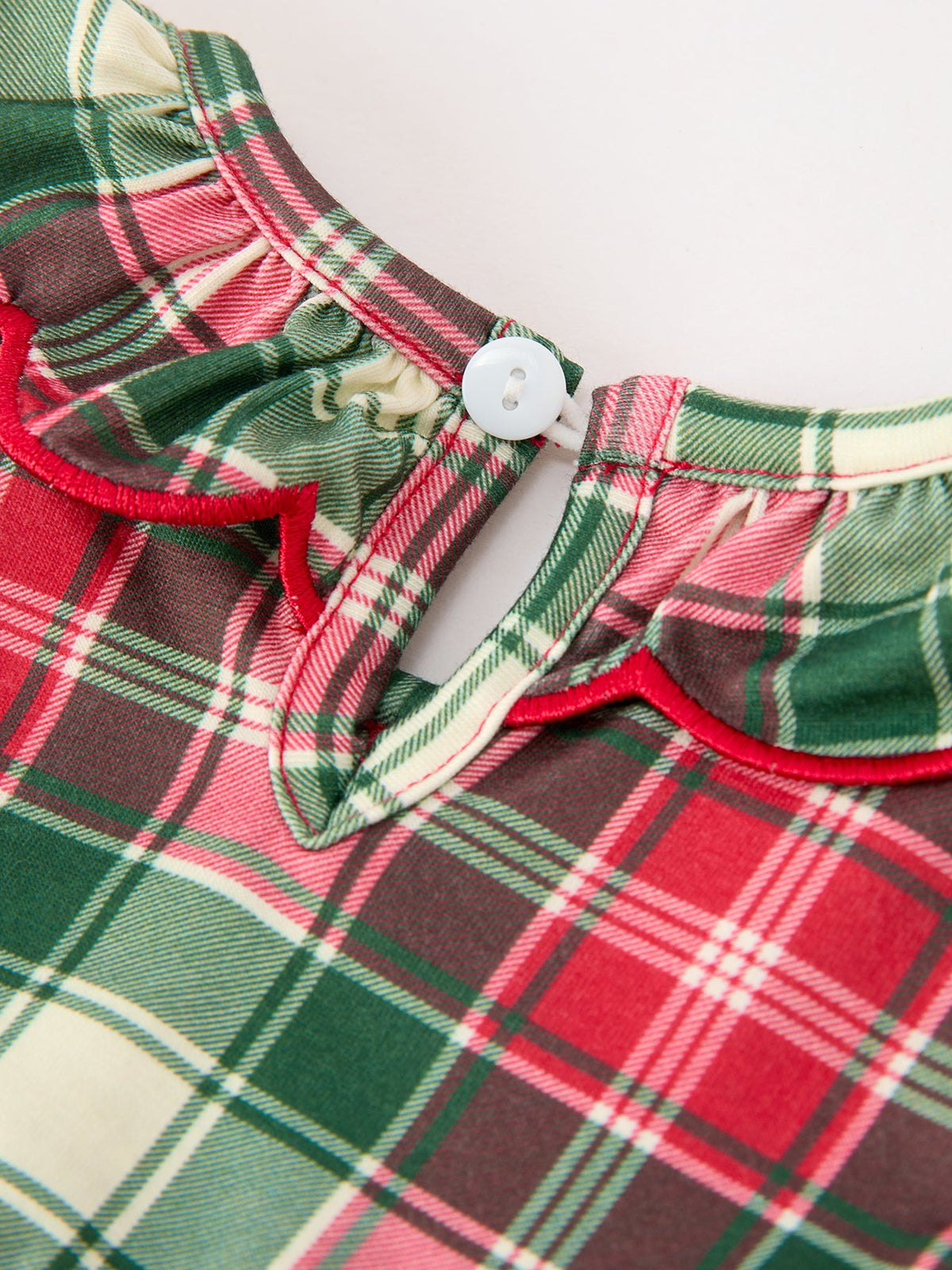 Christmas Girls Plaid Smocked Ruffle Collar Bloomer Set 4