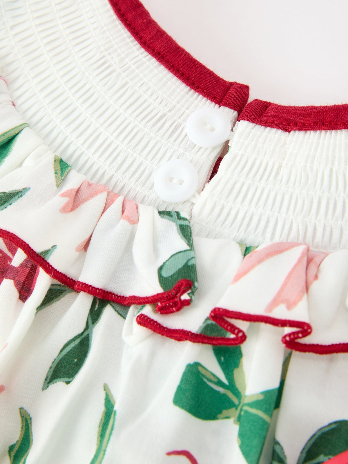 Christmas Girls Holly Jolly Bow Smocked Ruffle Dress 4