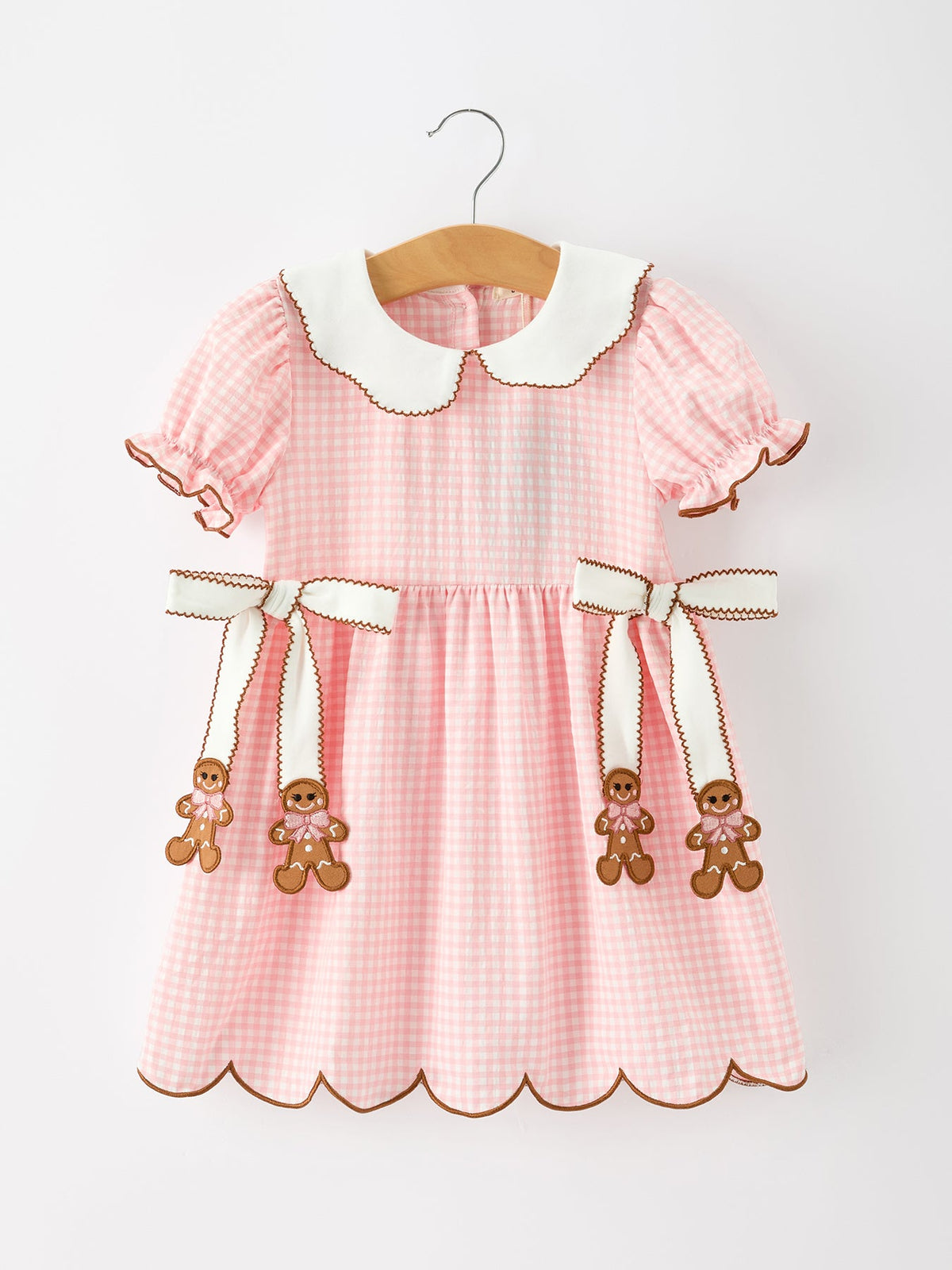 Christmas Girls Gingerbread Peter Pan Collar Dress 2