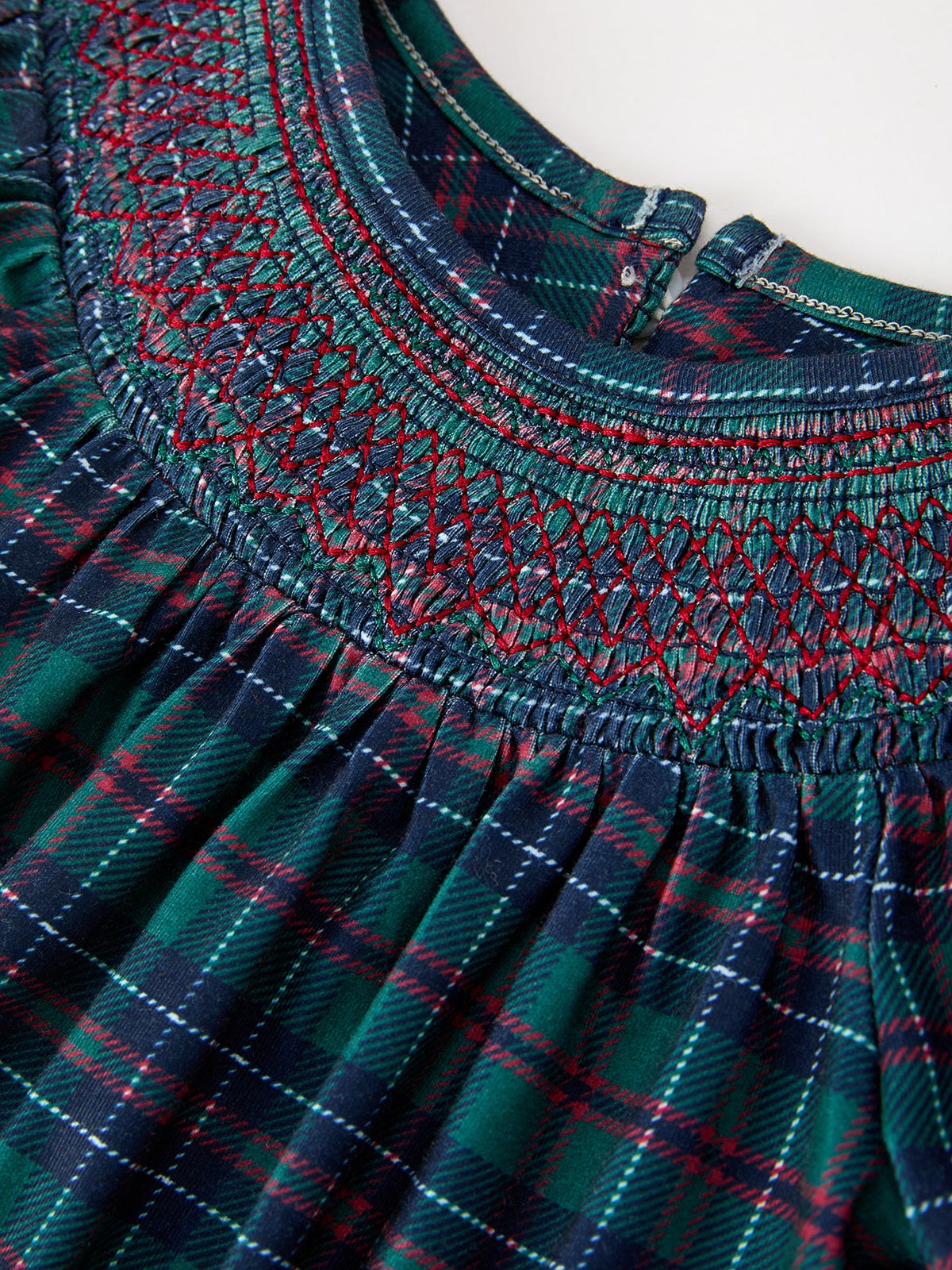 Girls Christmas Plaid Smocked Bubble Romper 3