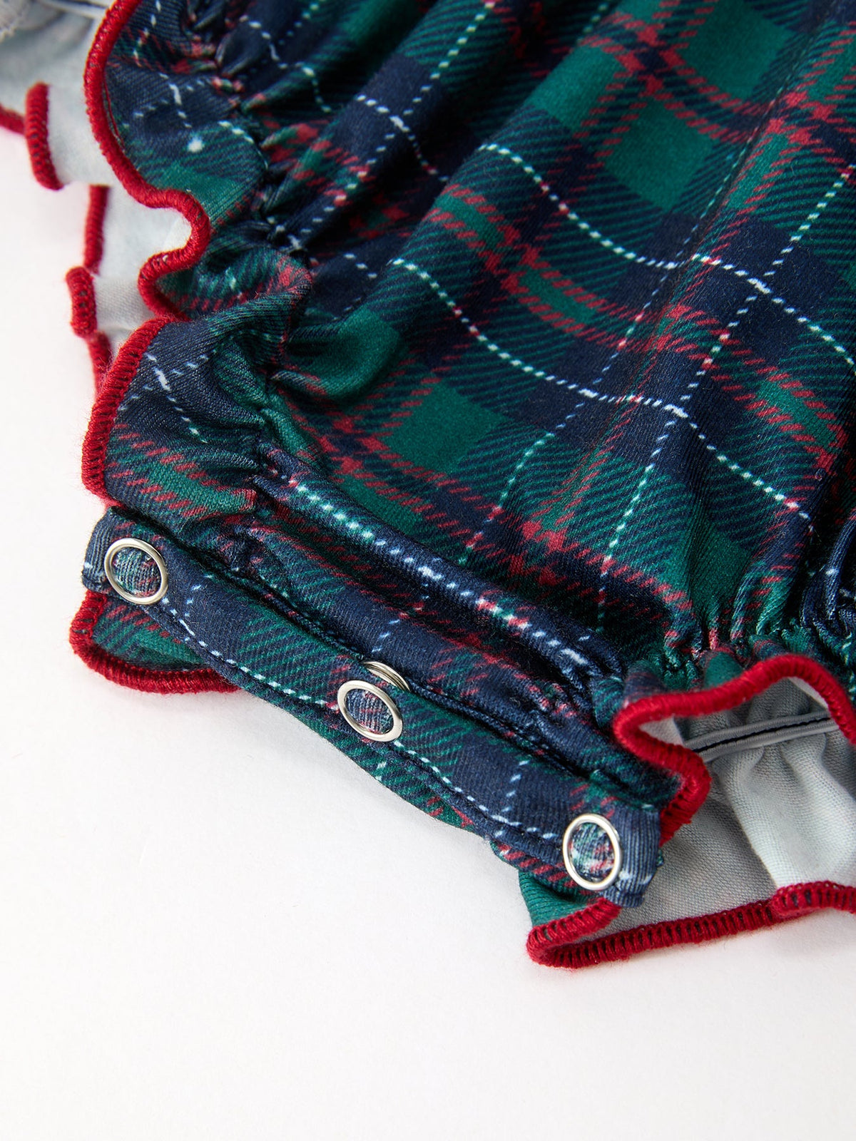 Girls Christmas Plaid Smocked Bubble Romper 4