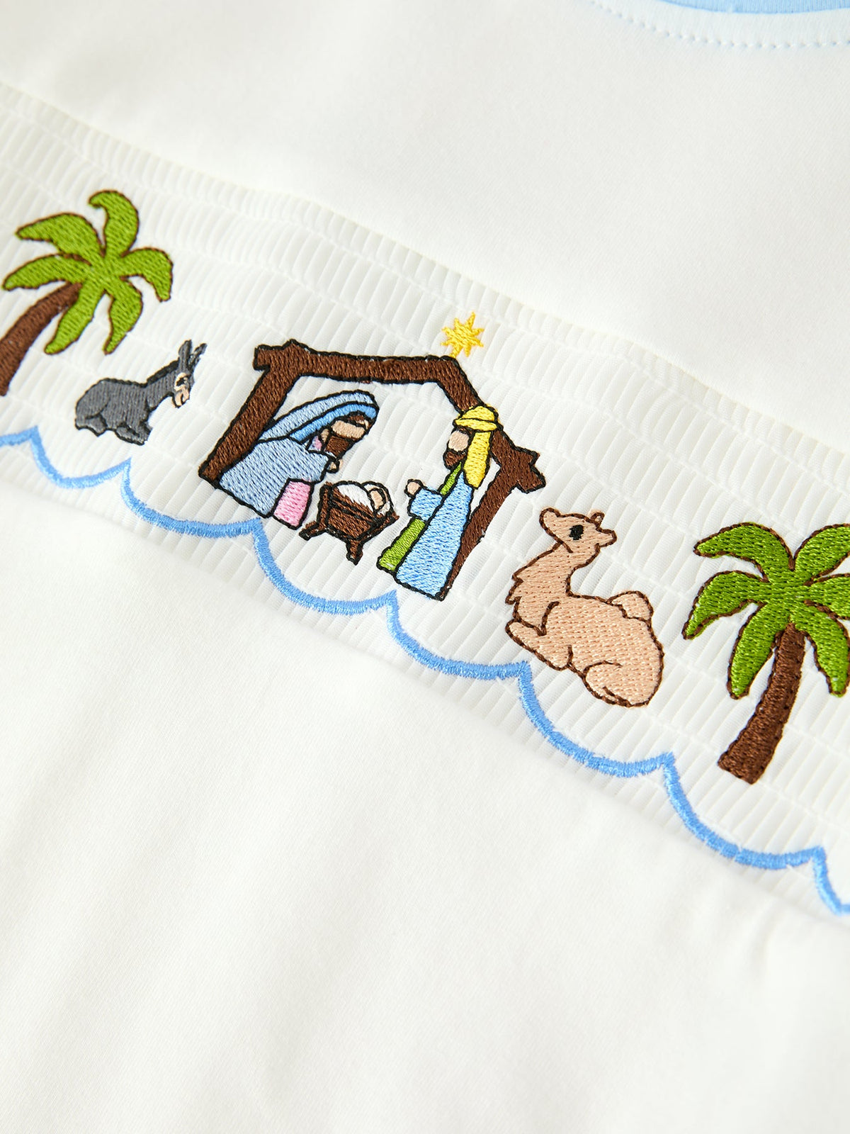 Christmas Nativity Embroidered Boys Long Sleeve Top And Pants Set 4