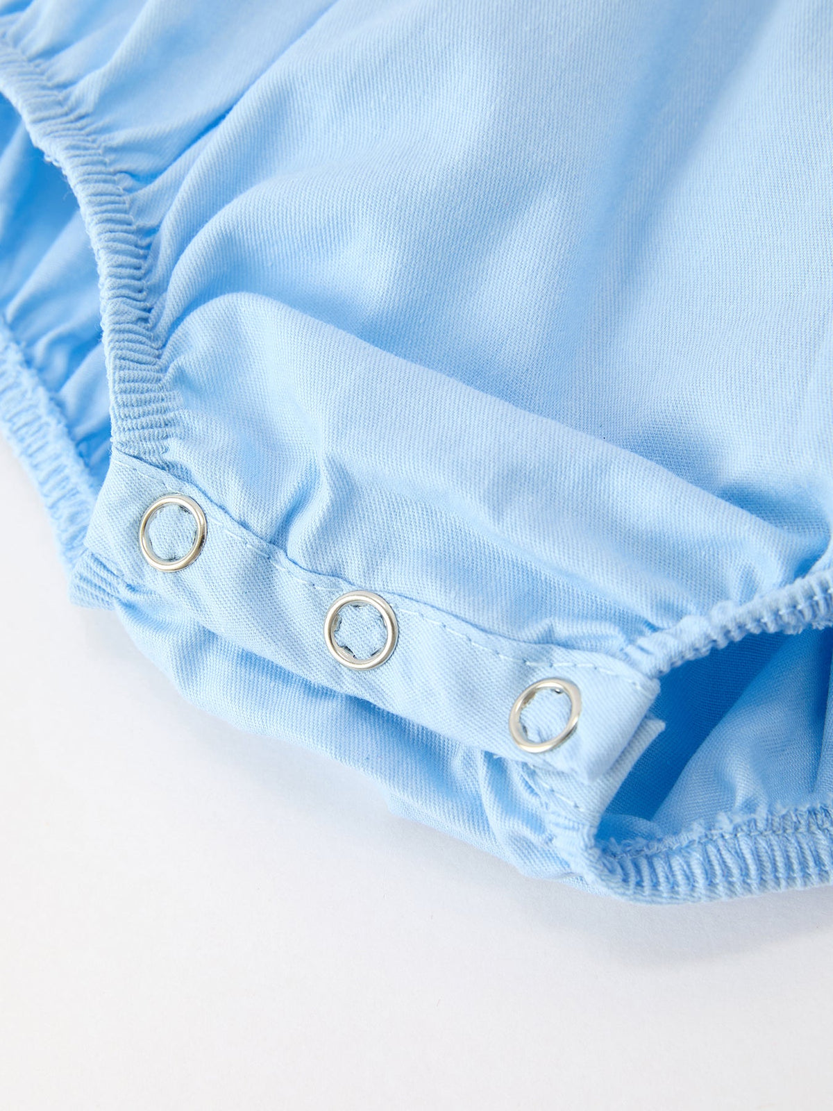 Christmas Nativity Embroidered Baby Boy Blue Smocked Romper 4