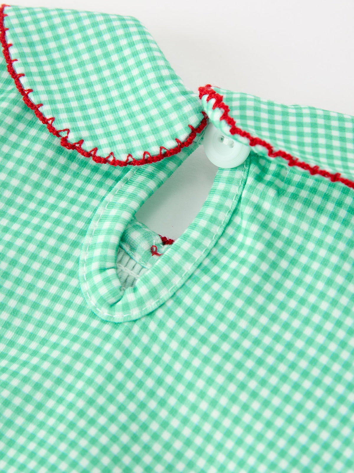 Christmas Girls Green Plaid Smocked Bow Bubble Romper 4