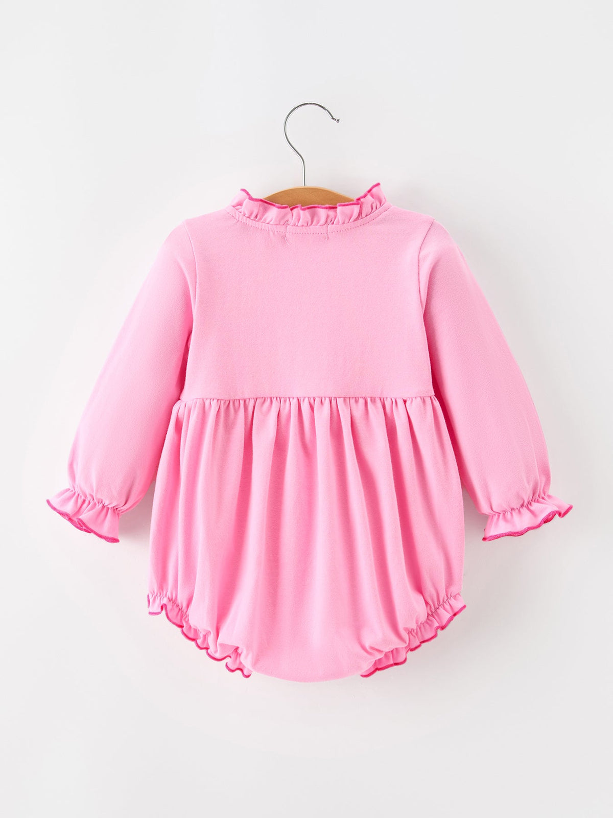 Baby Girls Christmas Santa Embroidered Ruffle Bubble Romper 2