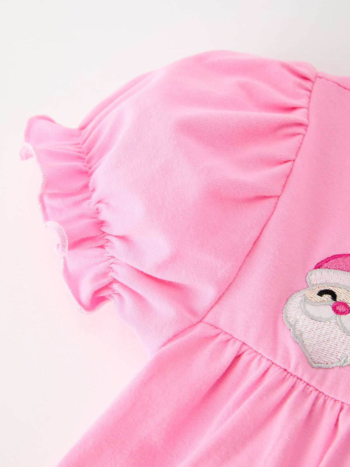Christmas Santa Embroidery Girls Dress Ruffle Sleeve 4