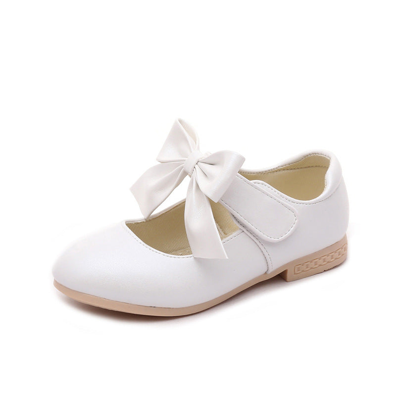 Girls Shoes White Leather Shoes Bowknot Girls Children Princess Shoes 2