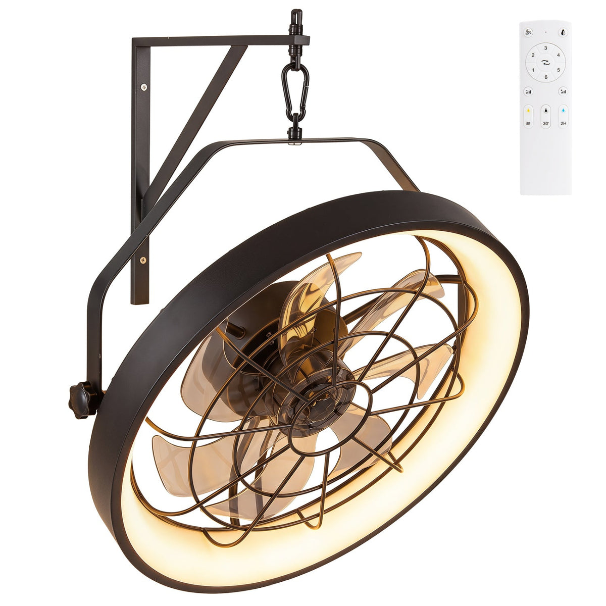20" Wall Mounted Fan with Dimmable LED Light and Timer 1