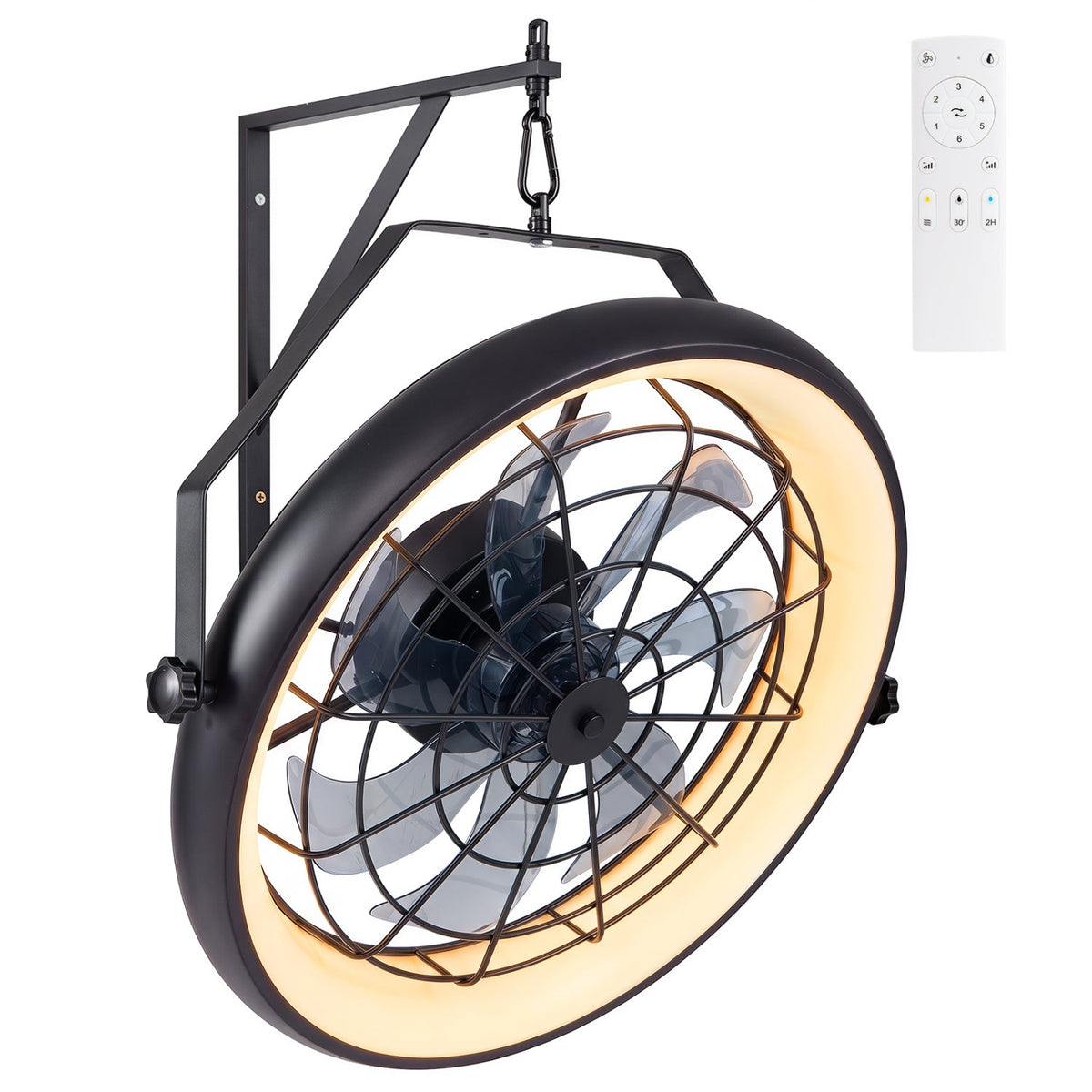 20" Wall Mounted Fan with Dimmable LED Light & Remote 2