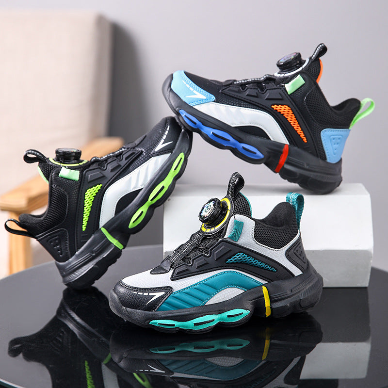 Autumn And Winter Non-slip Outdoor New Rotating Buckle Children's Waterproof Leather Basketball Shoes 1
