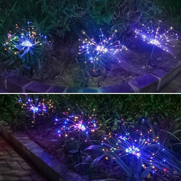 New Ground Plug Solar Fireworks Light LED Light String Copper Wire Outdoor Garden Decoration Star Lights Christmas Lights 15
