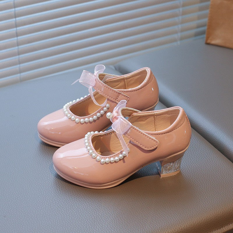 2026 Summer New Girls Block Heel Princess Shoes, Stylish Kids Loafers, Versatile Leather Dress Shoes For Little Girls 4