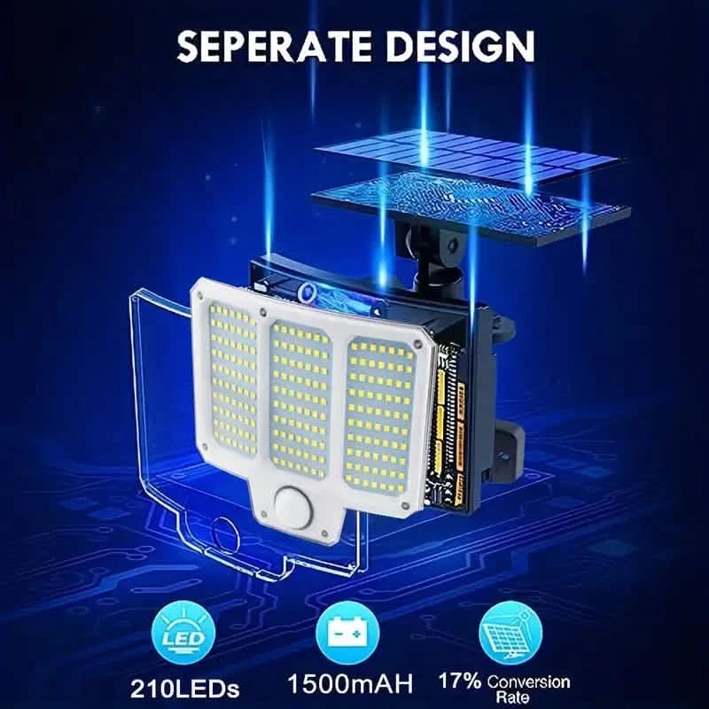 210LED Super Bright Motion Sensor Solar Strong Power LED Garden Wall Lamp 3