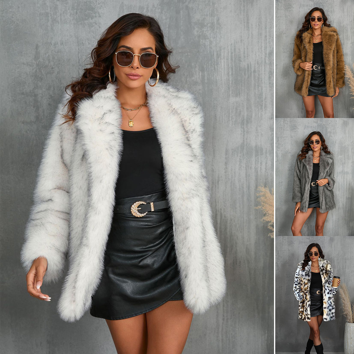 Winter Coat Warm Lapel Long Fluffy Faux Fur Coat Women Loose Long Sleeve Jacket Outerwear Clothing 1