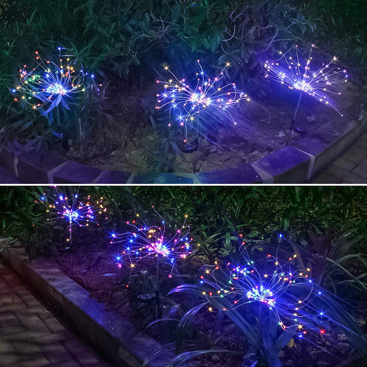 New Ground Plug Solar Fireworks Light LED Light String Copper Wire Outdoor Garden Decoration Star Lights Christmas Lights 5