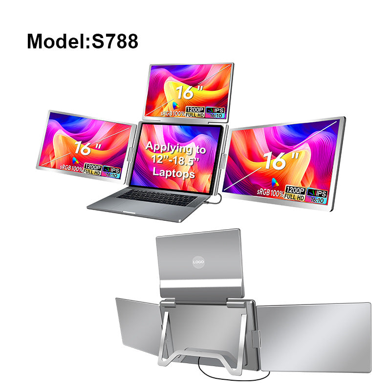 Portable Triple-screen Display Connect Three Screens With A Single Cable Laptop Secondary Display Monitor 8