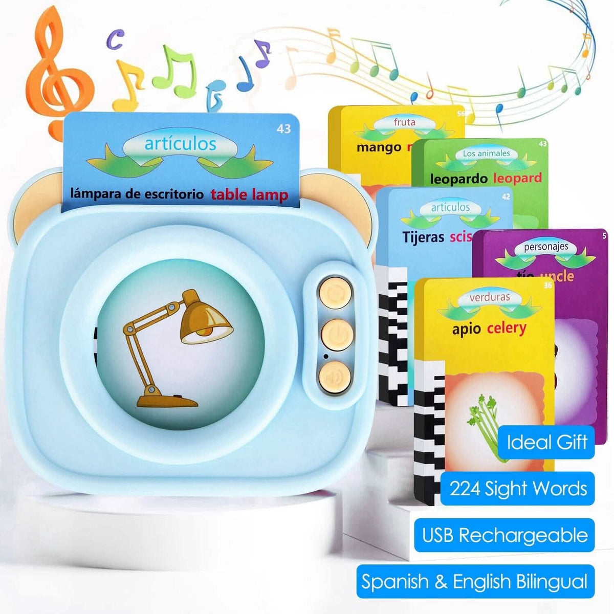 224 Sight Words Spanish and English Bilingual Talking Flash Cards 8