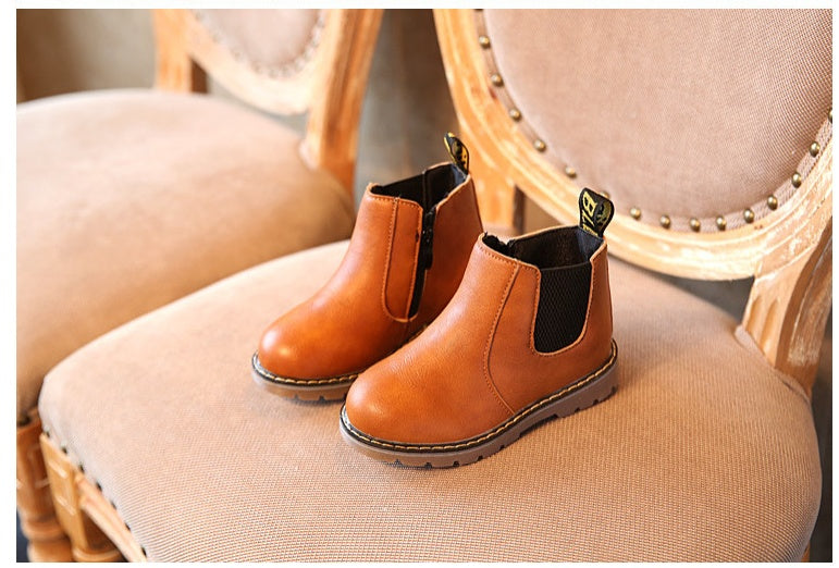 autumn and winter children's shoes short boots boys' leather boots girls Europe and the United States big children's boots single boots 6