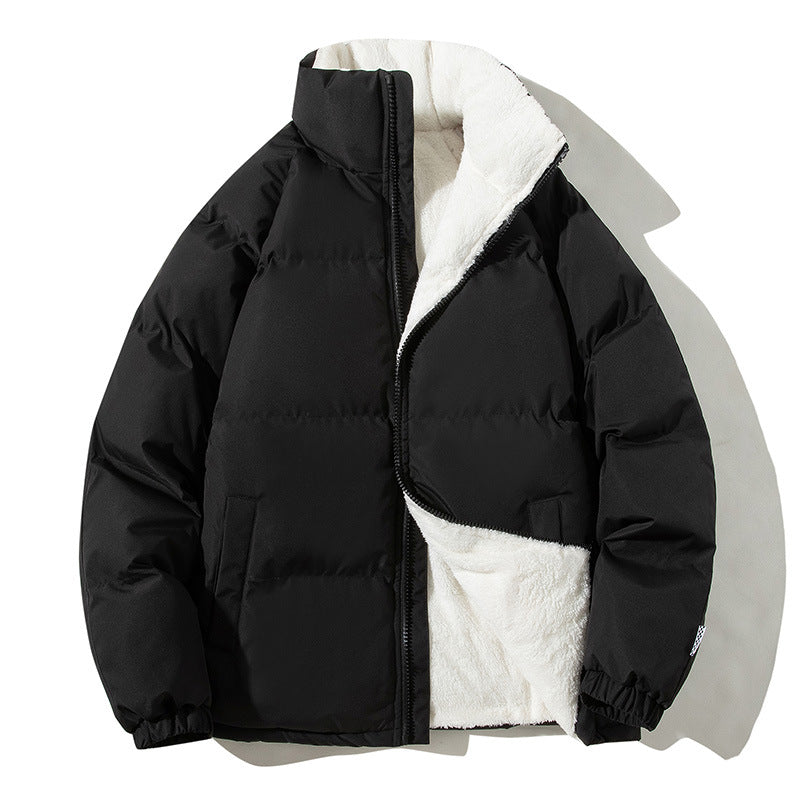 Couples Stand-up Collar Coat With Pockets Fashion Winter Warm Plush Thickened Jacket For Women Men Loose Outwear Top Clothing 5
