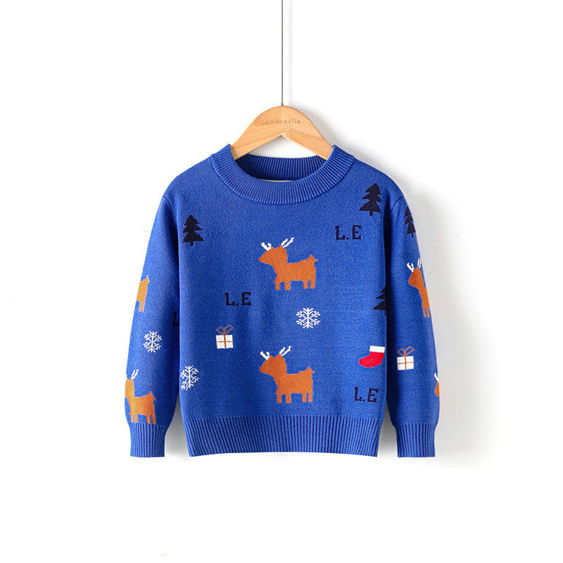 Cotton Double Layer Autumn Winter Christmas Long Sleeved Children's Sweater 17