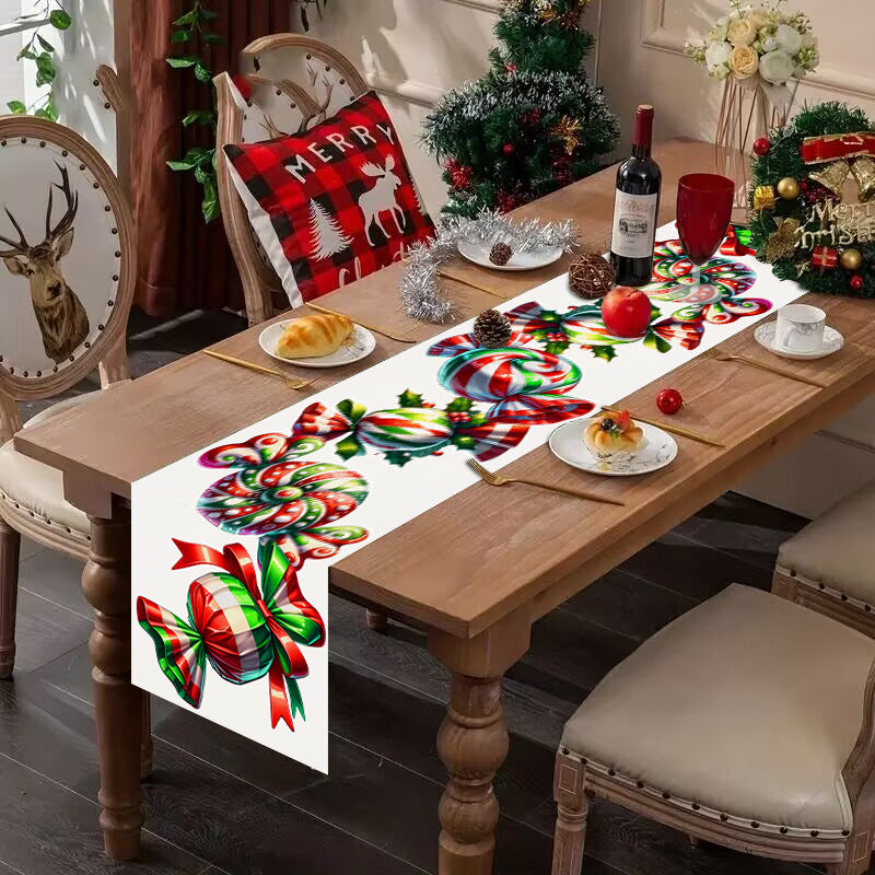 Christmas candy printed table flag new Christmas table decoration tablecloth mat holiday party tablecloth 3