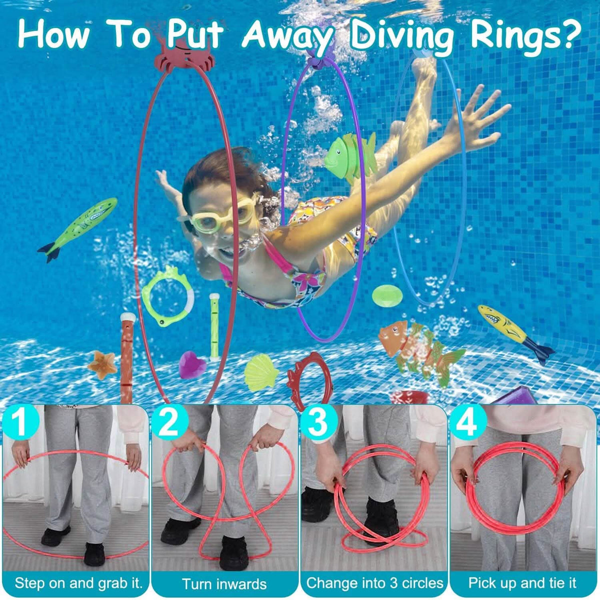 24-Pieces: Diving Toys Swimming Pool for Aged 3+ Years Old 11