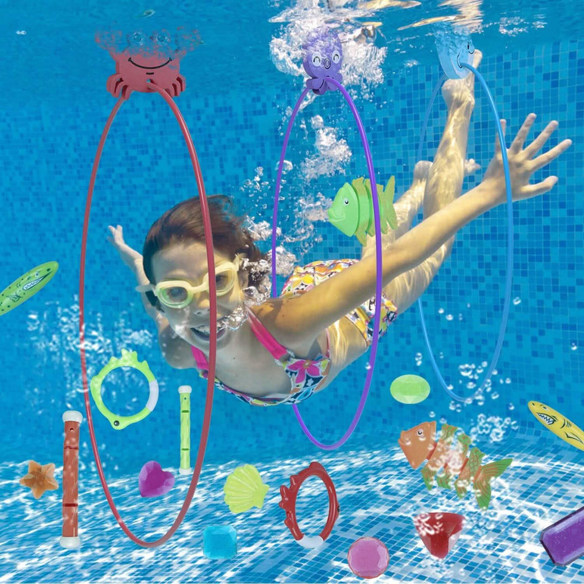 24-Pieces: Diving Toys Swimming Pool for Aged 3+ Years Old 13