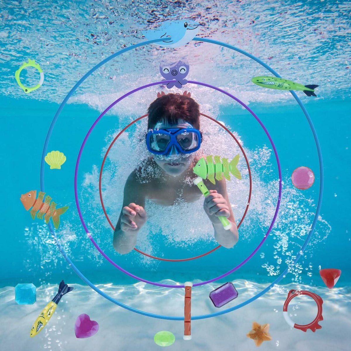 24-Pieces: Diving Toys Swimming Pool for Aged 3+ Years Old 14
