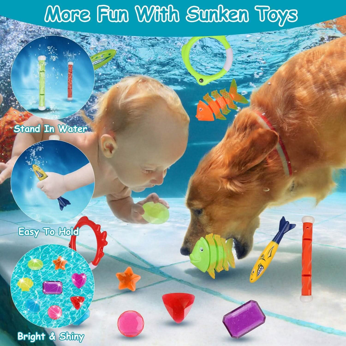 24-Pieces: Diving Toys Swimming Pool for Aged 3+ Years Old 8