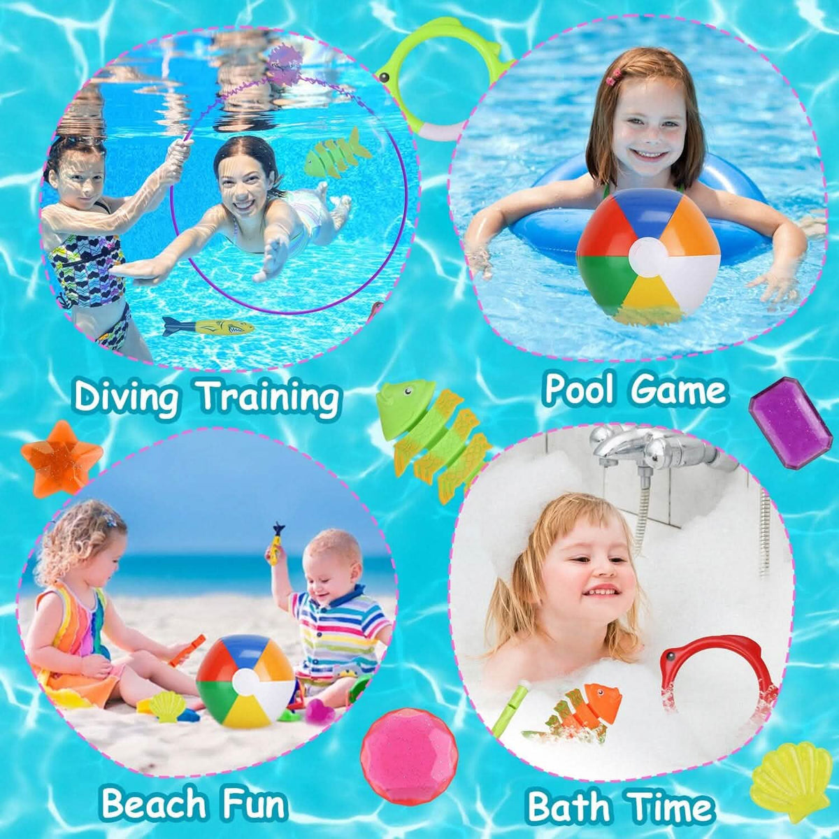 24-Pieces: Diving Toys Swimming Pool for Aged 3+ Years Old 7