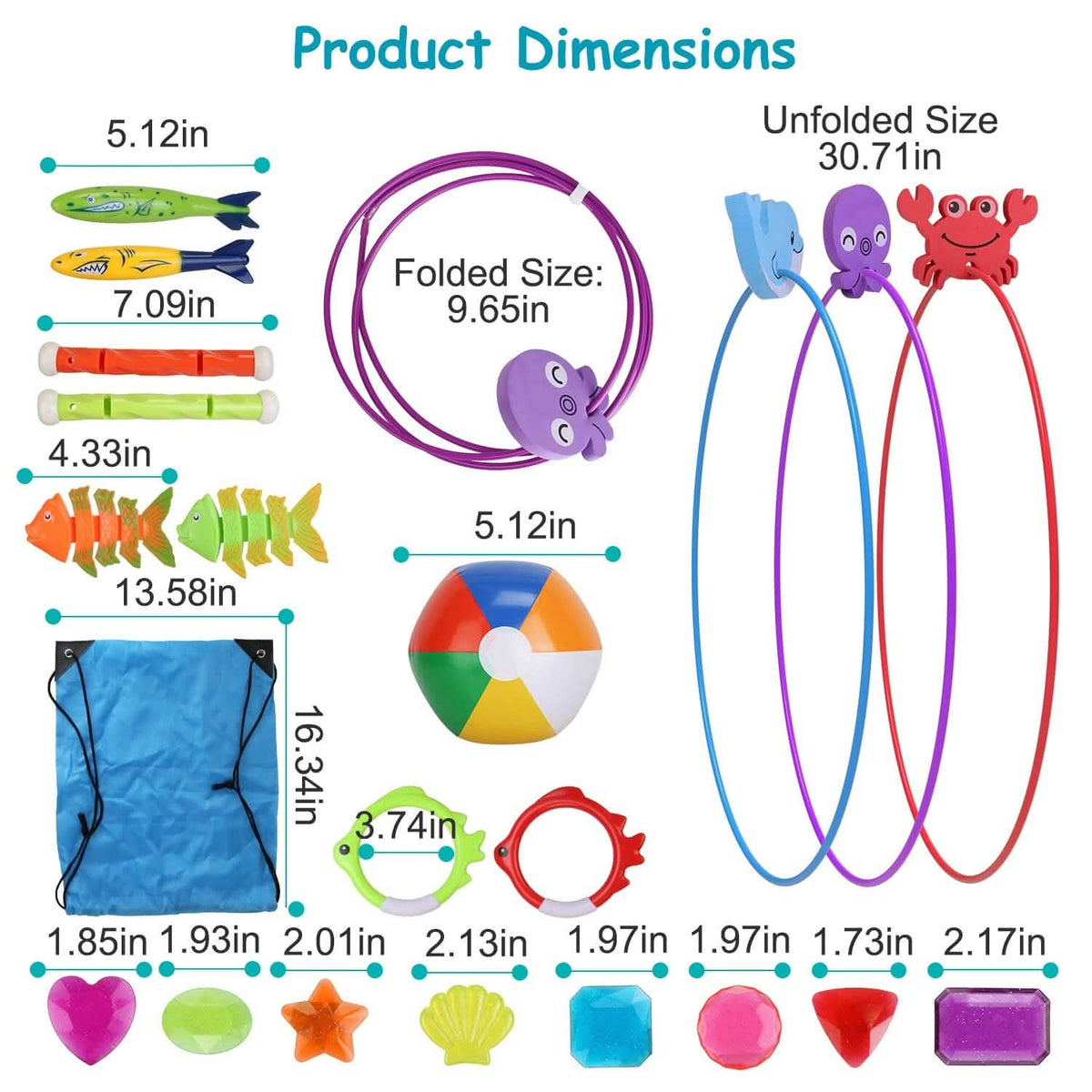 24-Pieces: Diving Toys Swimming Pool for Aged 3+ Years Old 12